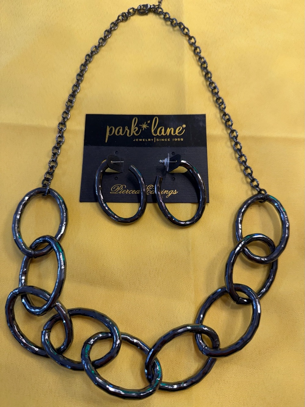 Park Lane Gunmetal Oval Link Necklace & Earrings Set
